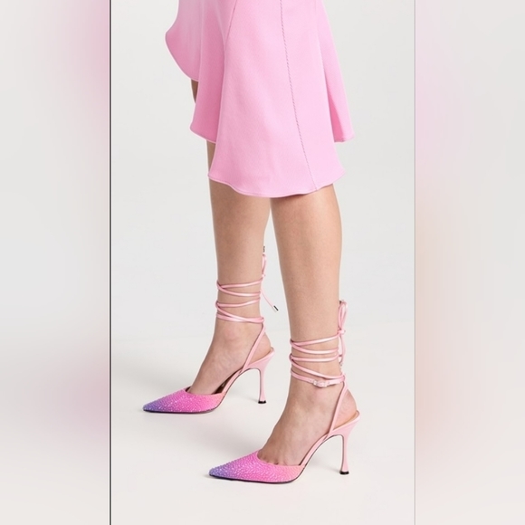NIB Mach & Mach Crystalized Satin High Heel Pumps in Galactic Pink Size 37 - Picture 6 of 7